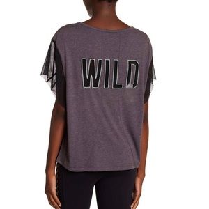FREE PEOPLE wild back graphic mesh Tee